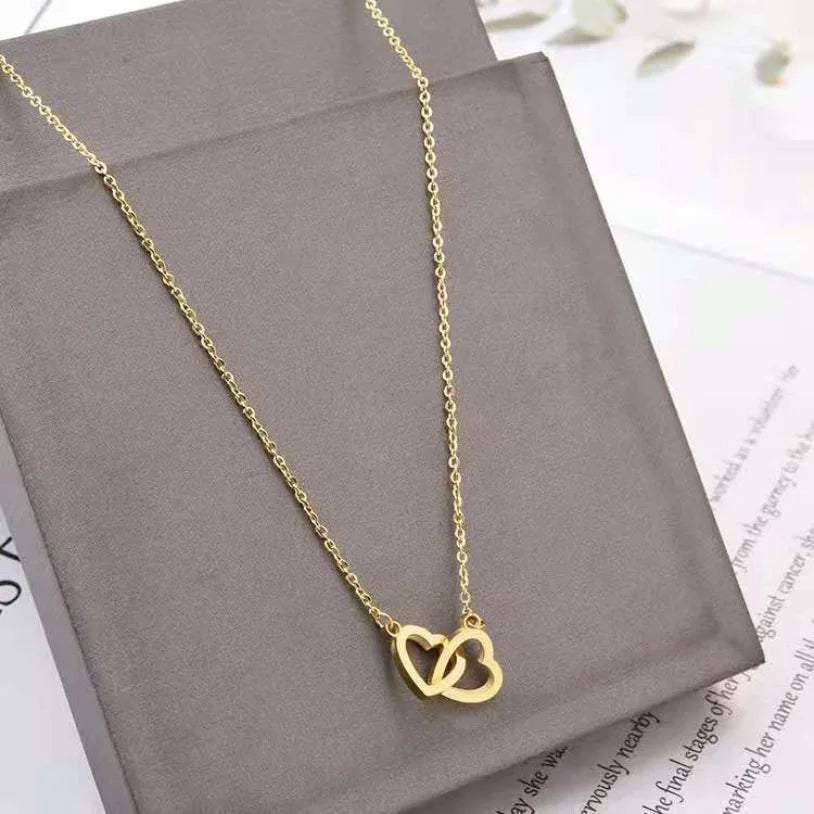316L Stainless Steel New Fashion Upscale Jewelry Interweave Love Heart Lovers Charms Chain Choker Necklaces Pendants For Women