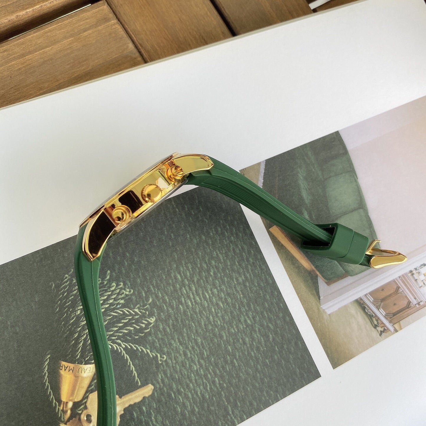 REWARD-Watch Men's Silicone Belt Mori Malachite Green Phnom Penh Three Eyes Luminous Calendar